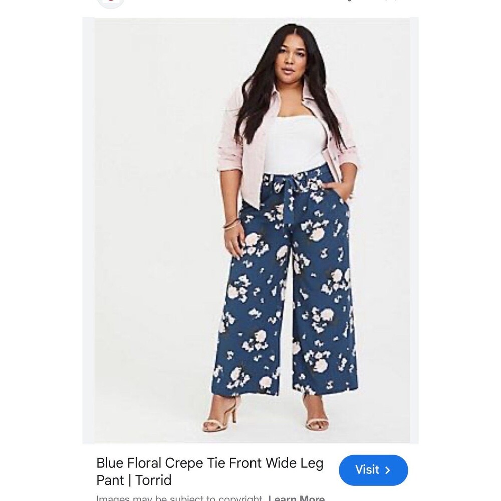 Torrid size 2 blue floral crepe wide leg pants